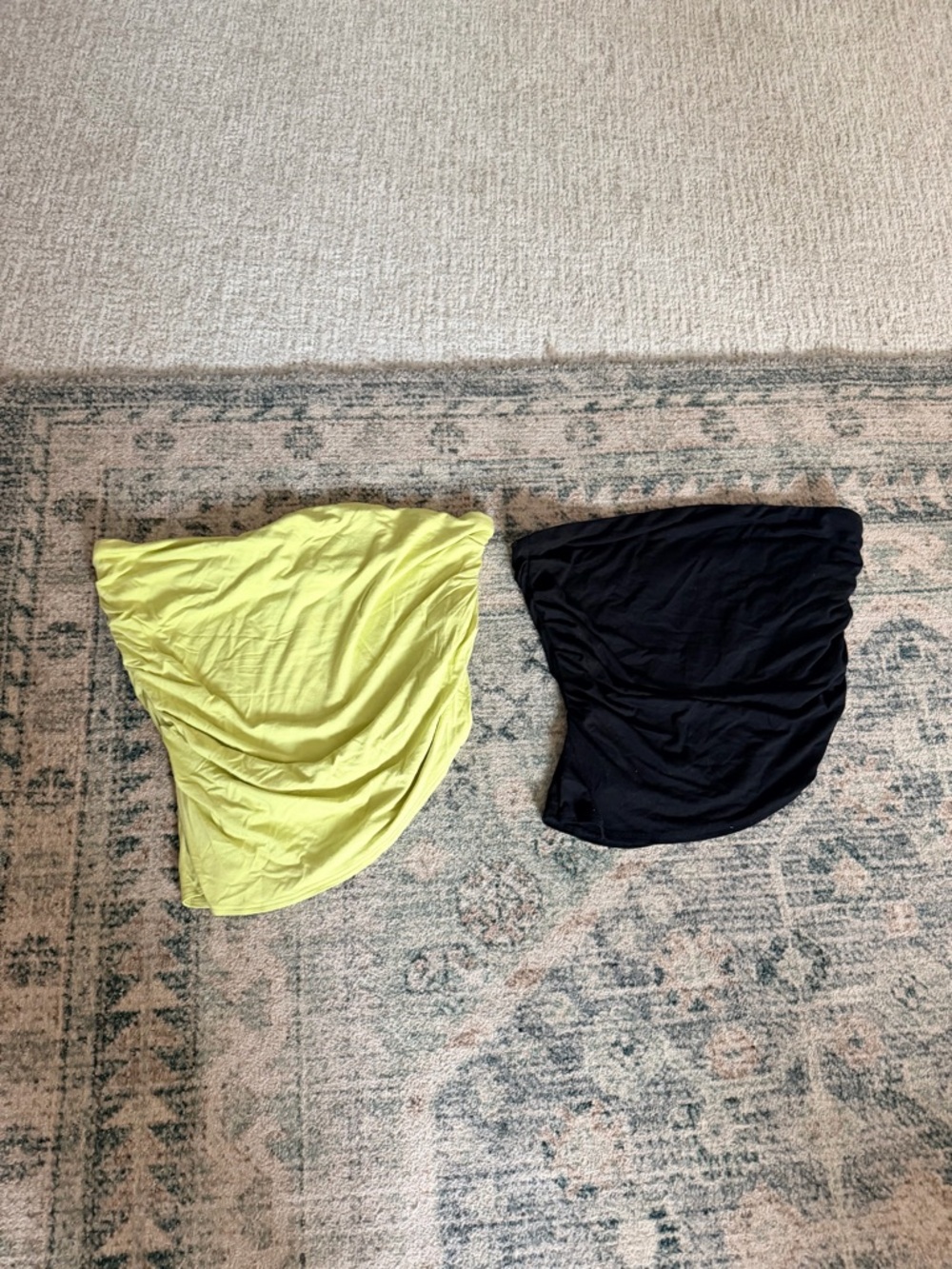 Naked wardrobe asymmetric contour stretchy black neon yellow tube top bundle